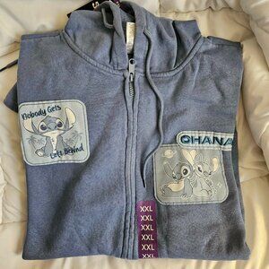 🆕 SIZE XXL DISNEY HOODIE Lilo & Stitch full zip w/ patches